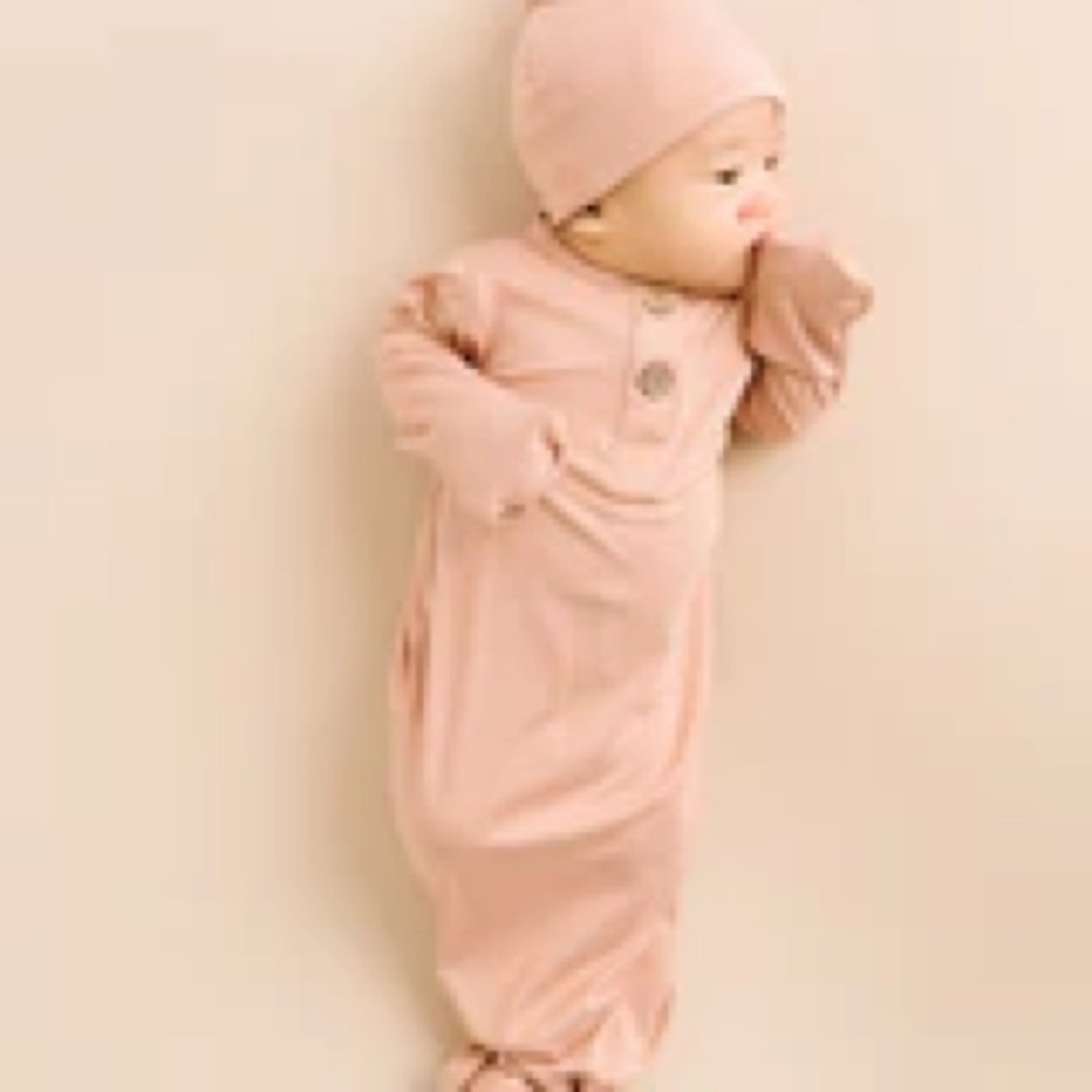 Pink Baby Gown and Hat Set